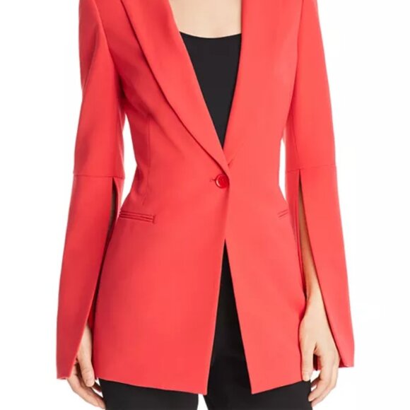 BCBGMAXAZRIA “Gia” Slit-Sleeve Blazer in Bold Red – Sleek, Statement-Making - Picture 1 of 6